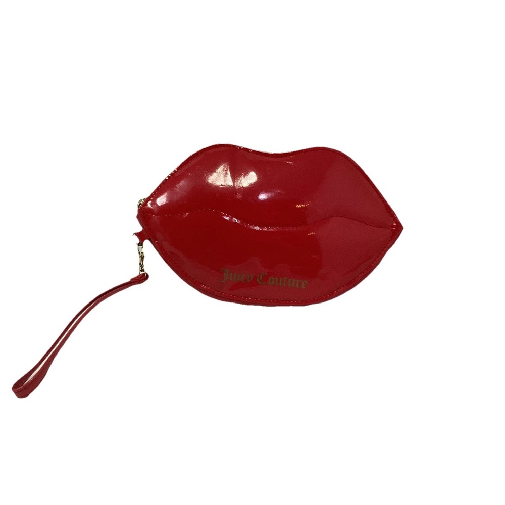 JUICY COUTURE SHINY Red Lips Wristlet Zippered Pouch With Mobile Power Bank